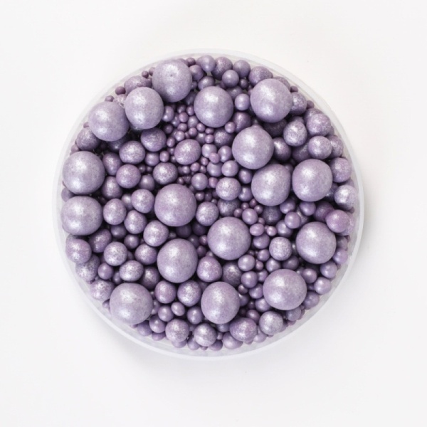 Взорванные зёрна риса "Жемчуг лавандовый 3-10 мм", 50 гр