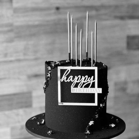 Акриловый топпер в серебряной рамке «Happy Birthday»