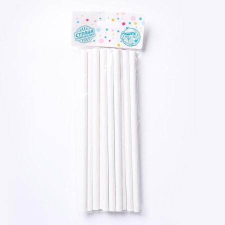Трубочки для коктейля, набор 12 шт., цвет белый