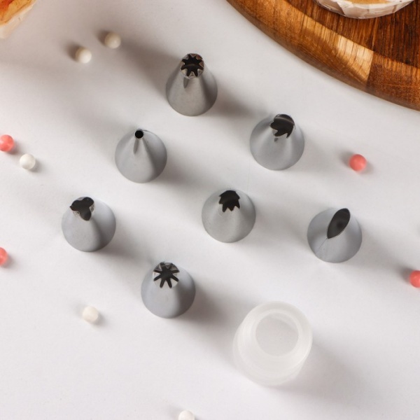 Набор насадок кондитерских, d=1,8 см, 7 шт, 1 адаптер