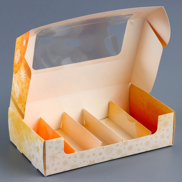 Коробка для эклеров и эскимо «Исполнения желаний!», 25,2*15*6,6 см (5 ячеек)