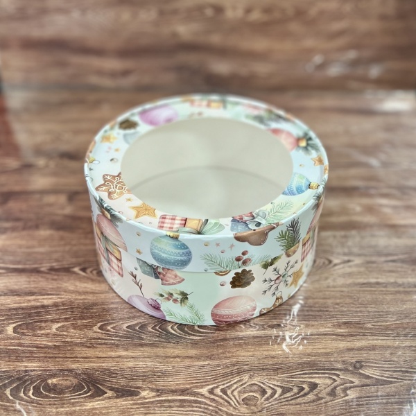 Коробка круглая с окном 20*7 см, игрушки