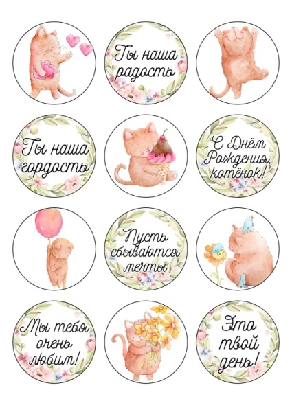 Капкейки девочке №2, картинка на сахарной бумаге