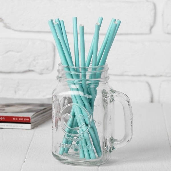 Трубочки для коктейля, набор 12 шт., цвет мятный