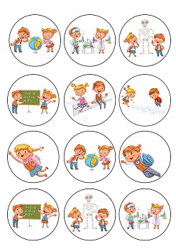 Капкейки школа №5, картинка на сахарной бумаге