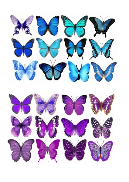 Бабочки разноцветные №10, картинка на сахарной бумаге