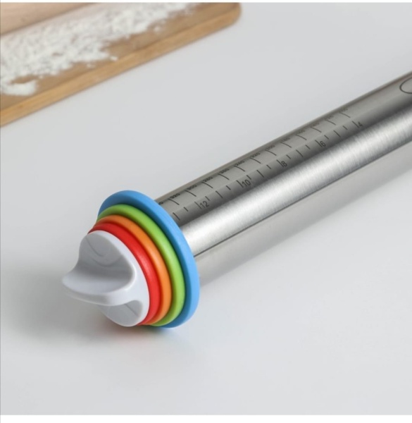 Скалка с ограничителями кондитерская, 43*5,5 см, рабочая часть 35 см