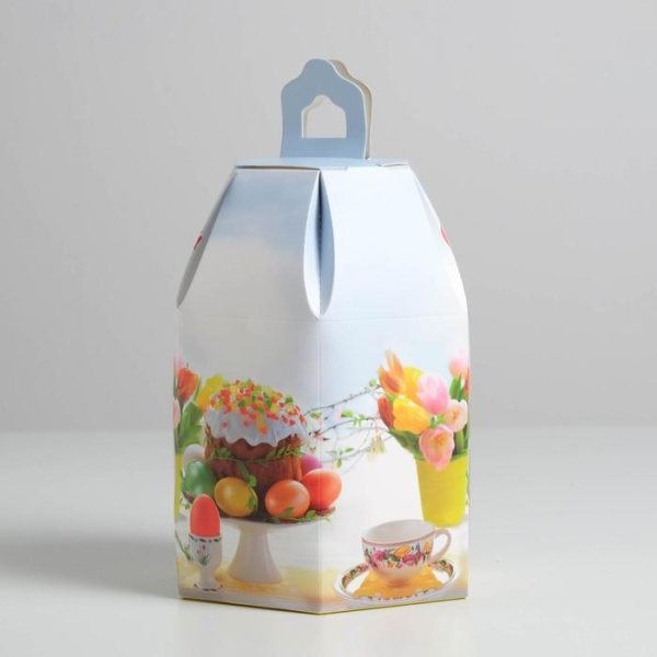 Коробка для кулича с окном «Со Светлой Пасхой», 16,5 × 14,5 × 21 см