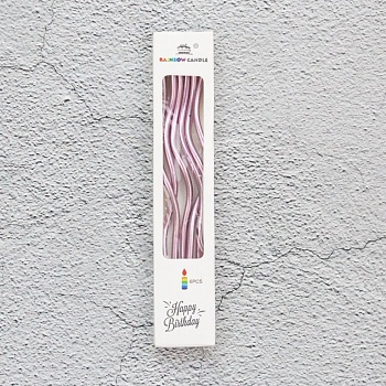 Свечи в торт "Волна", 6 шт,  15 см, розовый  металлик