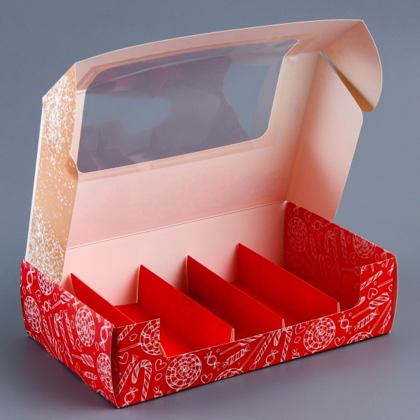 Коробка для эклеров и эскимо «Вкусного Нового года», 25,2*15*6,6 см (5 ячеек)