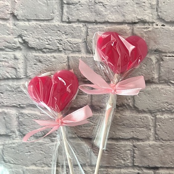 Леденец из изомальта "Сердце", розовый матовый, 5 см