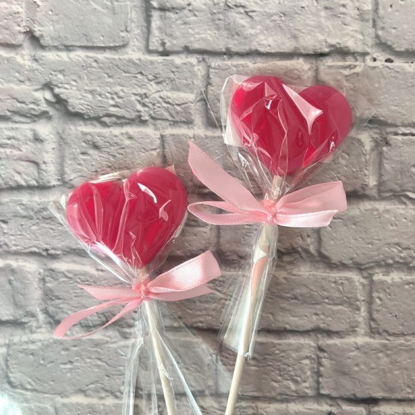 Леденец из изомальта "Сердце", розовый матовый, 5 см