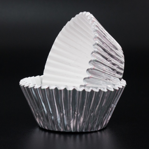 Капсула бумажная для капкейков (тонкая) 50x35 мм, Серебро металлик, 1 шт