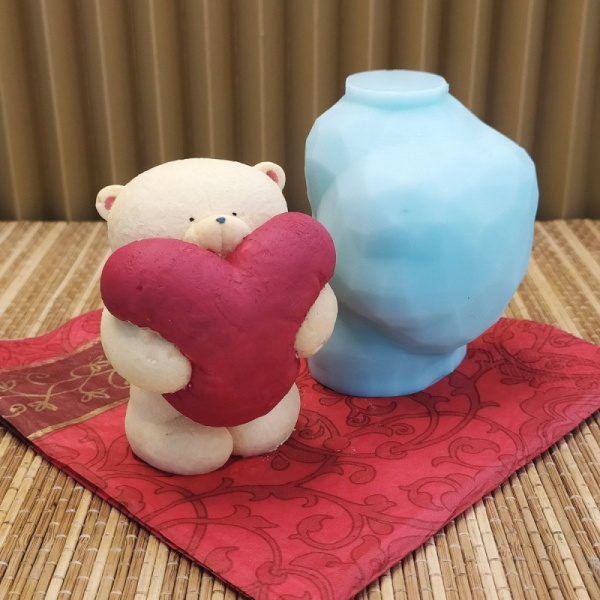 Молд силиконовый " Мишка пухлик" с сердцем