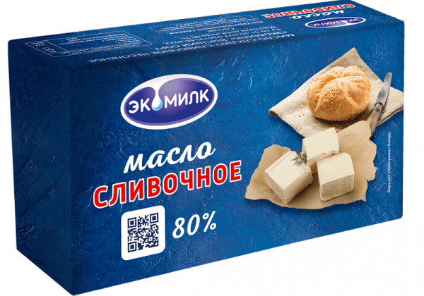 Масло сладко-сливочное традиционное 80% "Экомилк", 380 гр